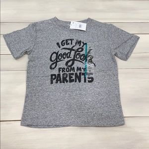Good Looks From My Parents Tee 4T Heather Gray